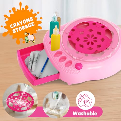 Spin Art Machine for Kids, Paint Spinner Arts & Crafts Kit for Ages 4-12 - color: Pink