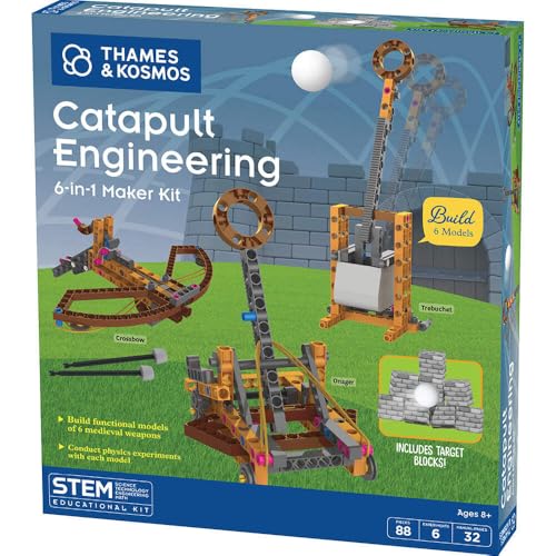 Thames & Kosmos Catapult Engineering STEM Maker Kit, Build 6 Models of Unique Medieval Machines, Explore Mechanical Physics, Includes Safe Foam Balls & Soft-Tipped Projectiles, Suitable for Ages 8+