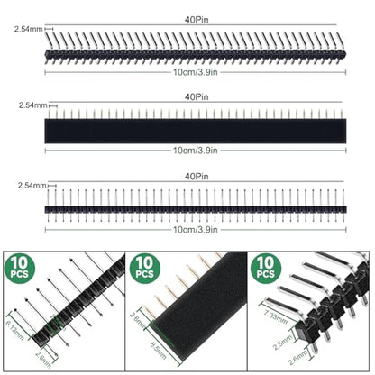 Smraza 104pcs Double Sided PCB Board Kit, Prototype Boards for DIY Soldering and Electronic Project Circuit Boards Compatible with Arduino Kits, 30PCS 40 Pin 2.54mm Male and Female Header Connector
