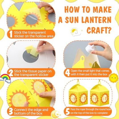 Simgoing 12 Sets Sun Lantern Crafts Kit with LED Lights - style: Sun
