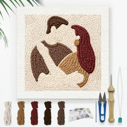 Doodlream Embracing Lovers DIY Punch Needle Embroidery Kit for Adult Beginner, 9.4" Valentine's Day Punch Stitching Craft Set for Starter with Frame,Fabric Pattern,Threader, Yarn, Pinch Needle - color: Embracing Lovers