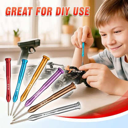 DIYSELF Small Screwdriver Set with Case, 6PCS Magnetic Eyeglass Repair Kit - color: Multicolor