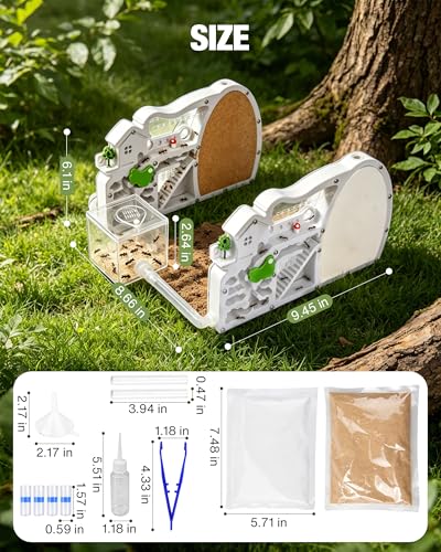 2PCS Ant Castle Kit with Connecting Tubes & Forage Box, Double-Sided Clear Acrylic Ant Habitat, Expandable Ant Farm for Colony Observation, Natural Ant Nest Exploration & Hobby Enthusiasts