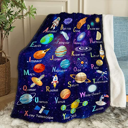 Space Alphabet Throw Blanket Fannel Fleece Super Soft Funny Blanket Travel Throw Blanket for Bed Couch Sofa 40 x 30 Inch for Baby - color: Space Alphabet, size: 30x40 In for Pet