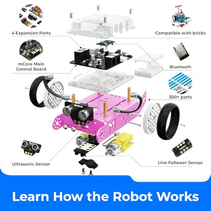 Makeblock mBot Pink STEM Coding Robotics Toy Kit for Girls & Kids Ages 8-12 - size: mBot Pink