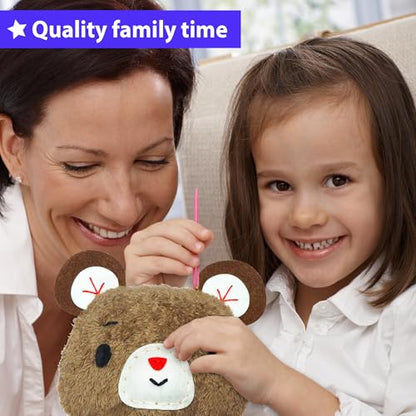 KRAFUN Teddy Bear Sewing Kit for Kids Ages 8-12 - No Scissors - color: Teddy