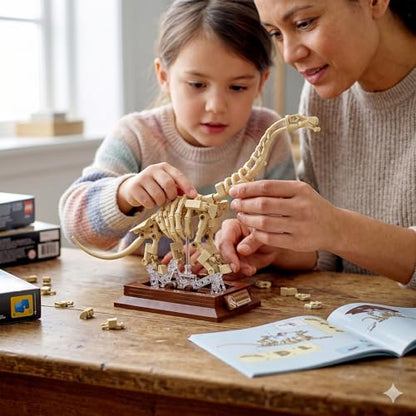 DRZYJ Brachiosaurus Dinosaur Fossil Building Set, 284Pcs Movable Brachiosaur Skeleton Model Kit with Museum Display Stand, Educational Giant Sauropod Toy for Kids 8+, Gift for Dinosaur Lovers - style: Brachiosaurus