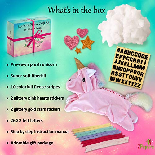 Make Your Own Unicorn Pillow Kit Arts and Crafts for Girls No Sew Plush Toy - style: UNICORN PILLOW