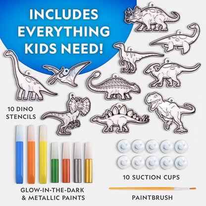 National Geographic Dinosaur Stained Glass Suncatcher Craft Kit for Kids - style: Glowing Dinos
