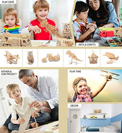 Puzzled 3D Puzzle Fire Engine Vehicle Wood Construction Kit - 67pcs Pack