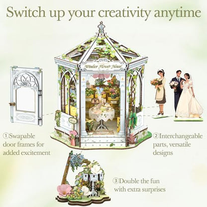 Cutefun Book Nook Kit - DIY Miniature House Dollhouse Kit for Adults - color: Windsor Flower House