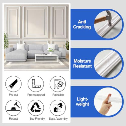 RELIANCER Bilinear Frame Peel and Stick Molding Trim Kit for Wall and Door - color: Bilinear 54.4 x 24in+54.4 x 48in