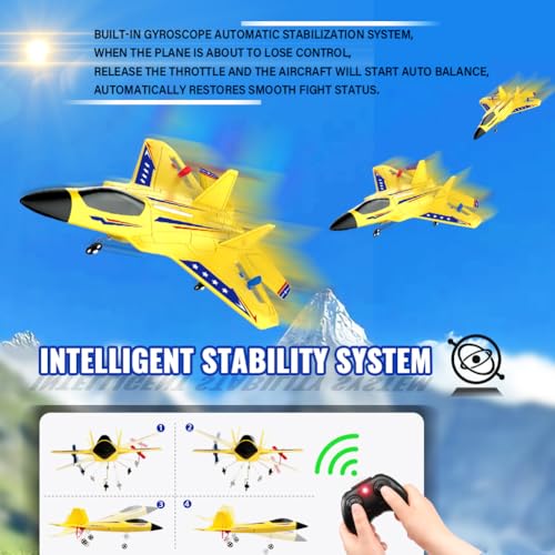 F-22 Raptor 2.4GHz RTF RC Plane 6-Axis Gyro Easy Flying For Kids Beginners - color: Yellow Kf803