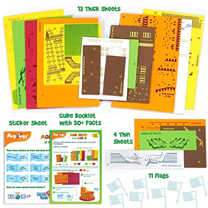 Imagimake Mapology Monuments of World & Monuments of USA Bundle - 3D Puzzle Activity Toy for Kids | DIY Arts and Craft Kits for Kids Ages 4 5 6 7 8 Years