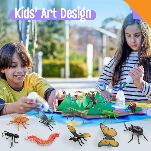 12 Insect Figurines for Kids, Plastic Animal Toys Tiny Portable Bugs Figures Playset Montessori Toy Educational Game for Homeschool Preschool Toddler Kids - style: Insect(excluding cards)