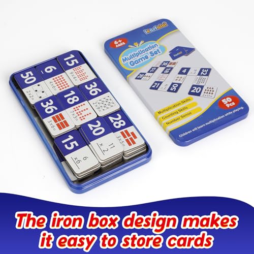 Kasfalci Multiplication Dominoes Set,Math Manipulatives Games for Kids,Counting Toy,Learning Games,Preschool Learning Activities,Homeschool Supplies,Kindergarten Classroom Must Haves,1st 2nd 3rd Grade - color: Dark Blue