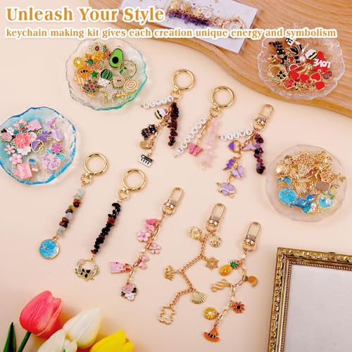 674 Pcs Lipgloss Keychain Making Kit,Bag Charm Kit with Crystal Stone - color: 674 Pcs Keychain
