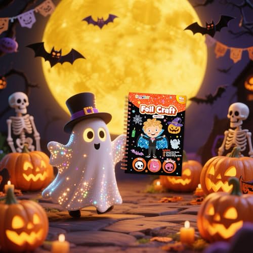 FUNNYB&G Halloween Foil Art Craft Kit for Kids, Halloween Toy Gift for Kids - style: Halloween