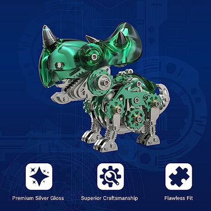 FILASLFT 3D Metal Puzzles for Adults,Mechanical Dinosaur Model Triceratops - color: B4-triceratops-green