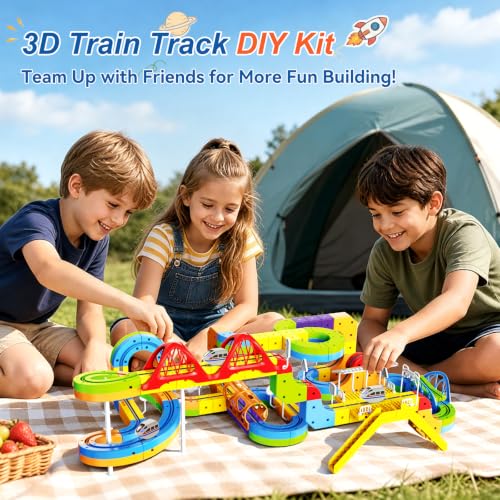 Electric Train Set, 3D Cube Track-DIY Rail Cube Block Kit - size: 113pcs+1 Car