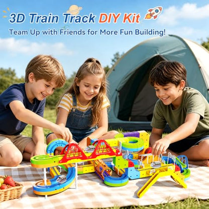 Electric Train Set, 3D Cube Track-DIY Rail Cube Block Kit - size: 92pcs+1 Car