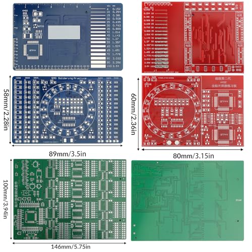 100W Digital SMD/SMT Soldering Practice Kit for Beginners, 3 PCB Training Boards, 180–520°C Temp Control, Auto Sleep, 1206/0805/0603/0402 Training, QFP44 & SOP-14 IC Practice - color: 100w Digital Iron Kit With 3 Boards