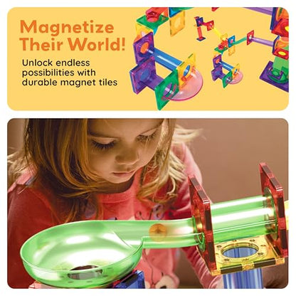 PicassoTiles 108 Piece Marble Run Race Track Set with LED Cars STEM Ages 3+ - color: 3-in-1 108pcs