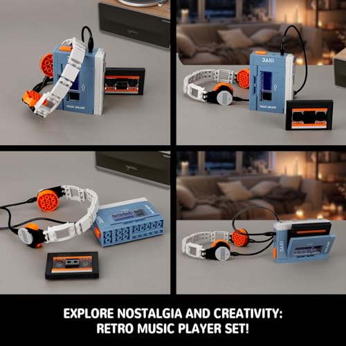 NEWABWN Retro Cassette Player Building Set with Headphones Display Model - style: A