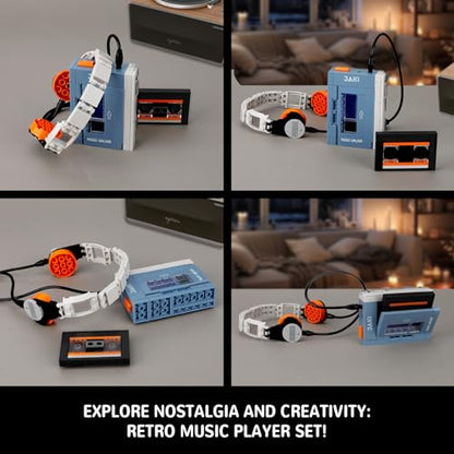 NEWABWN Retro Cassette Player Building Set with Headphones Display Model - style: A
