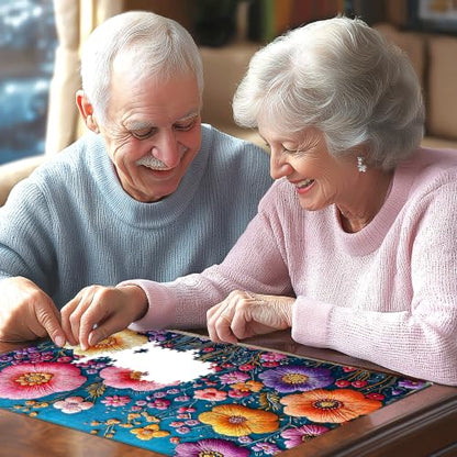 Blueforest 1000 Piece Colorful Embroidered Flowers Jigsaw Puzzle - color: Colorful Embroidered Flowers