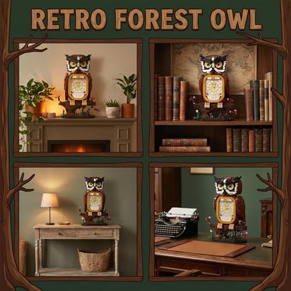 HJPLPXH Owl Clock Building Block Set, Working Clock Display Gift for Adult - color: Owl Clock