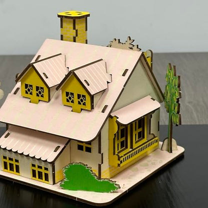 Log Cabin Mini House 3D Wooden Puzzle Building Kit for Adults Teens