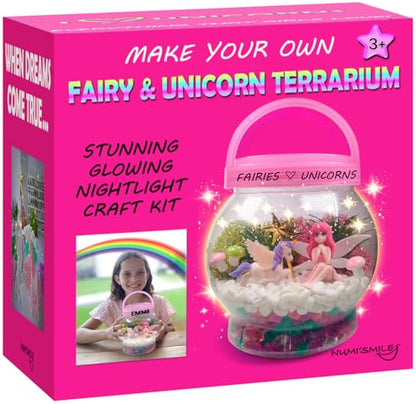 DIY Fairy & Unicorn Light-Up Terrarium Kit Arts and Crafts for Girls 3-12 - style: Fairy & Unicorn