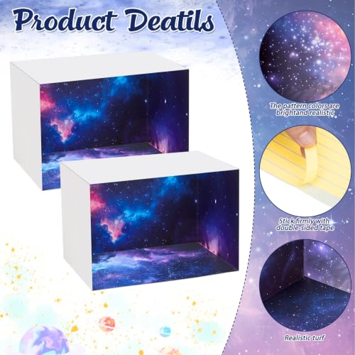 AmazingSpark 2 Set Galaxy Diorama Box and Space Sticker Decor, Solar System Diorama Project Supplies Set, Cardboard Display Case Kit & Space Sticker with Double Sided Tapes for DIY Crafts - style: Galaxy,Cube