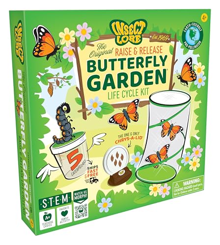 Insect Lore Butterfly Garden Kit – Live Caterpillar Habitat with Pre-Paid Voucher and Pop-Up Habitat– STEM-Accredited Butterfly Growing Kit for Kids, Classrooms, and Homeschool Learning