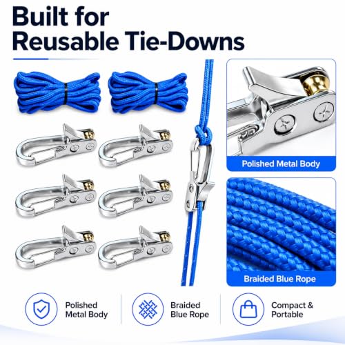 6-Pack Paracord Adjusters,Rope Tightening Tool & Tensioner,Rope with Roller Tensioner Heavy-Duty Tie Down for Camping, Tarps, Guy Lines, Boating & Outdoor Gear