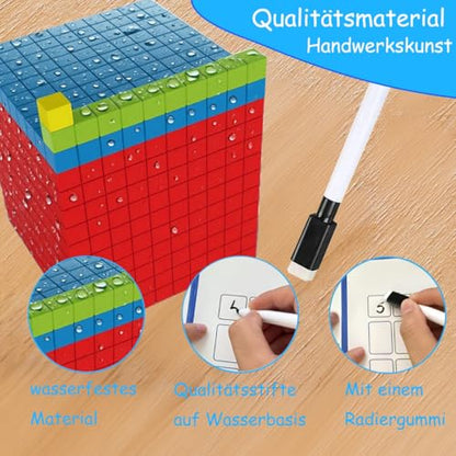 Base Ten Blocks 137 Pcs Base 10 Blocks for Math with 3 Dice