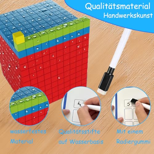 Base Ten Blocks 137 Pcs Place Value Manipulatives with 3 Dice