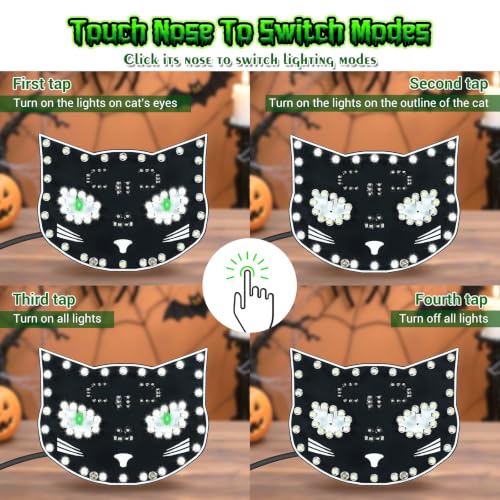 Halloween Black Cat Soldering Project, ICSTATION DIY Touch Control LED Cat Soldering Training Kit With 3 Lighting Modes Brightness Adjustment Soldering Practice Kit for Adults College Education