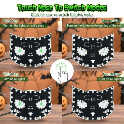 Halloween Black Cat Soldering Project, ICSTATION DIY Touch Control LED Cat Soldering Training Kit With 3 Lighting Modes Brightness Adjustment Soldering Practice Kit for Adults College Education