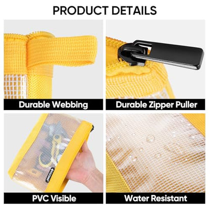 TICONN 3PK Tool Pouches with Zipper, Waterproof 1680D Oxford Small Tool Bag - size: Clear, 3 Pack Combo