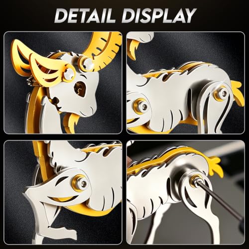3D Metal Puzzles for Adults, Zodiac Sign Gold Sheep Model Kit - color: C02-sheep Gold