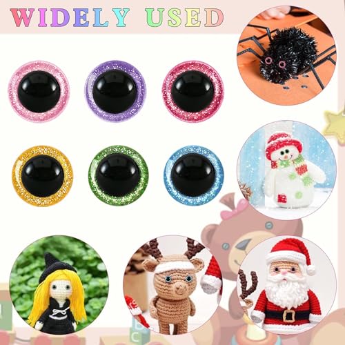 MUCUNNIA 40pcs 30mm Glitter Safety Eyes for Amigurumi with Washers - size: 30mm