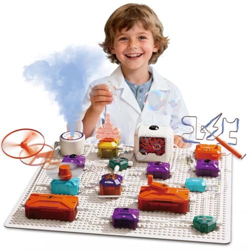 Science Kits for Kids - STEM Kits for Kids, Electronics Exploration Kit, Over 420 Projects, 50 Circuit Parts with Bubble Maker，Fan & Flying Helicopter, STEM Educational Toy Gifts for Boys& Girls - style: D9003-50 Circuit Parts