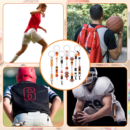 Landical 564 Pcs Sport Keychain Making Kit DIY Name Bead Key Chain Craft - color: Retro Color, style: Sports