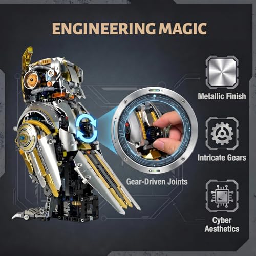 Mechanical Owl Building Set, Mechanical owl Model Collection Toy, Compatible with LEGO for Adults, Rotatable Building Blocks with Light, STEM Construction Toy Gift for Age 12+, 1296 Pieces