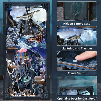 MiniCity Song of Sirens Book Nook Kit, DIY 3D Wooden Scene Puzzle with LED - color: The Song of Sirens