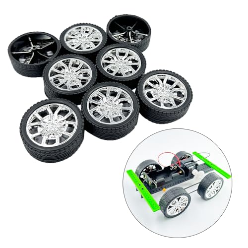 8PCS Toy Car Wheel RC Car Rubber Tire Wheel with Metal Shaft Axles for RC Car Truck Robot DIY Model Car Building Parts (2.5x45mm) - style: 2.5x45mm