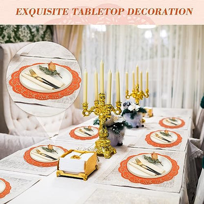 Yexiya 200 Pcs Lace Paper Doilies 14 Inch Round Foil Placemats, Orange - color: Orange