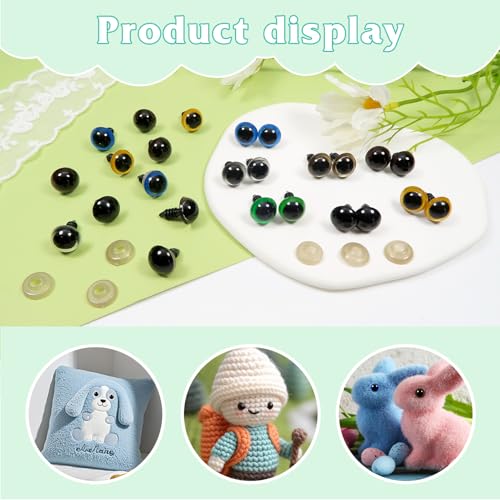 TOAOB 140pcs 12mm Colorful Plastic Safety Eyes Craft Eyes with Washers for Stuffed Animals Amigurumis Crochet Bears Dolls Making - size: 12mm